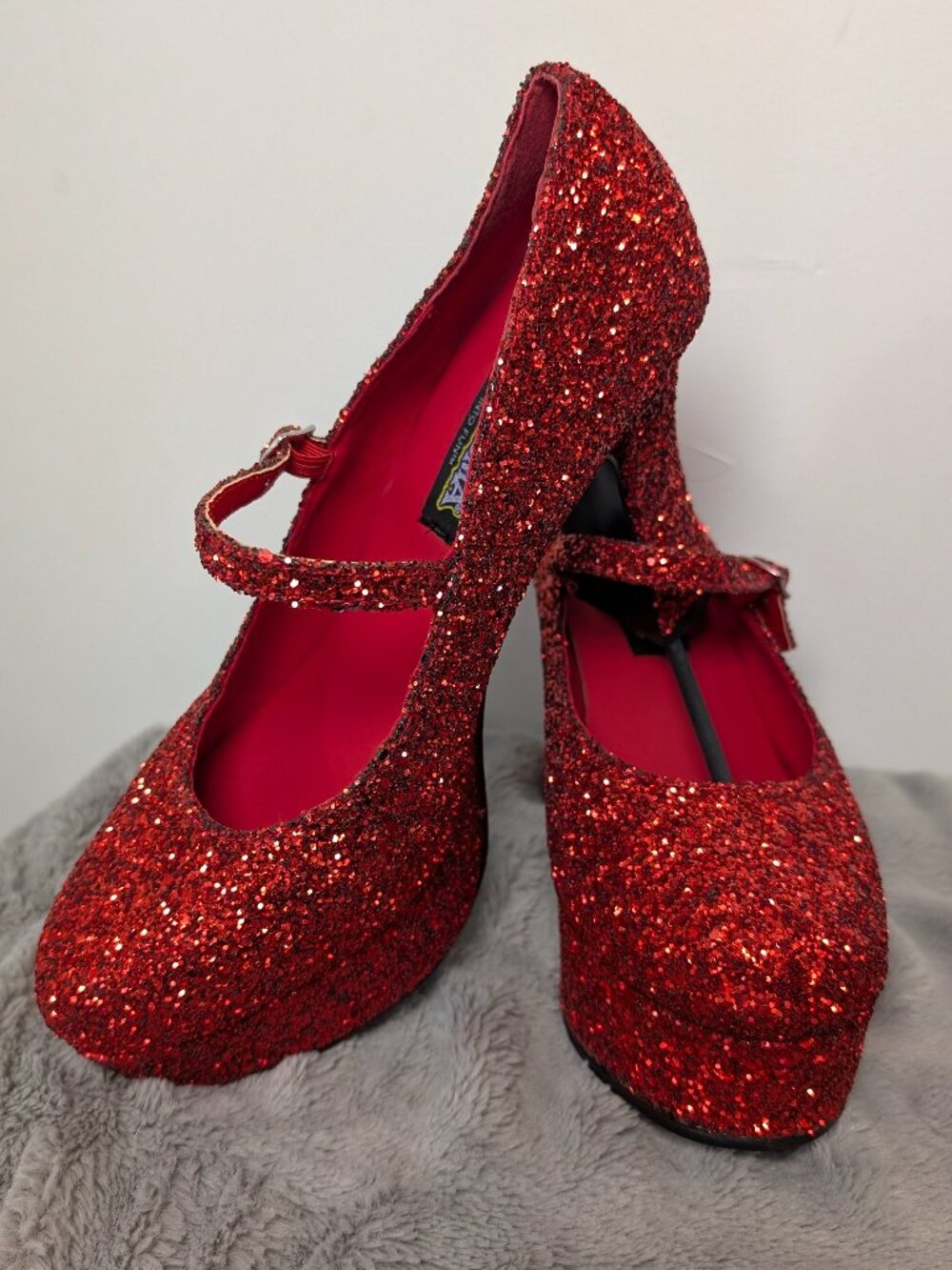 Funtasma Red Glitter Platform Mary Jane Heels Strap Dorothy Costume Womens 10